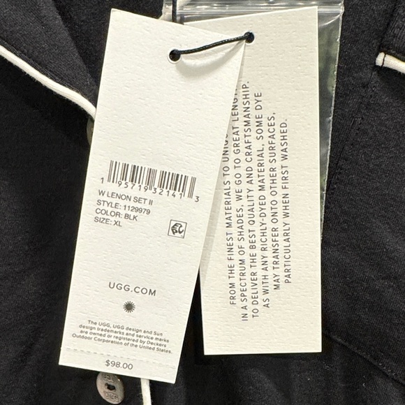 UGG Black Pajama Top with White Piping - Picture 3 of 5